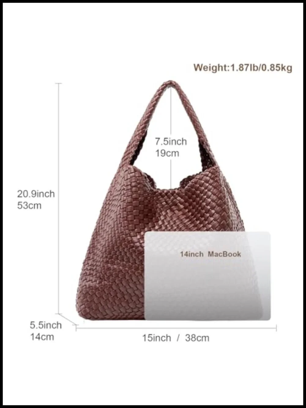 Woven Leather Hobo Tote Bag with Clutch, PU Leather Shoulder Handbag